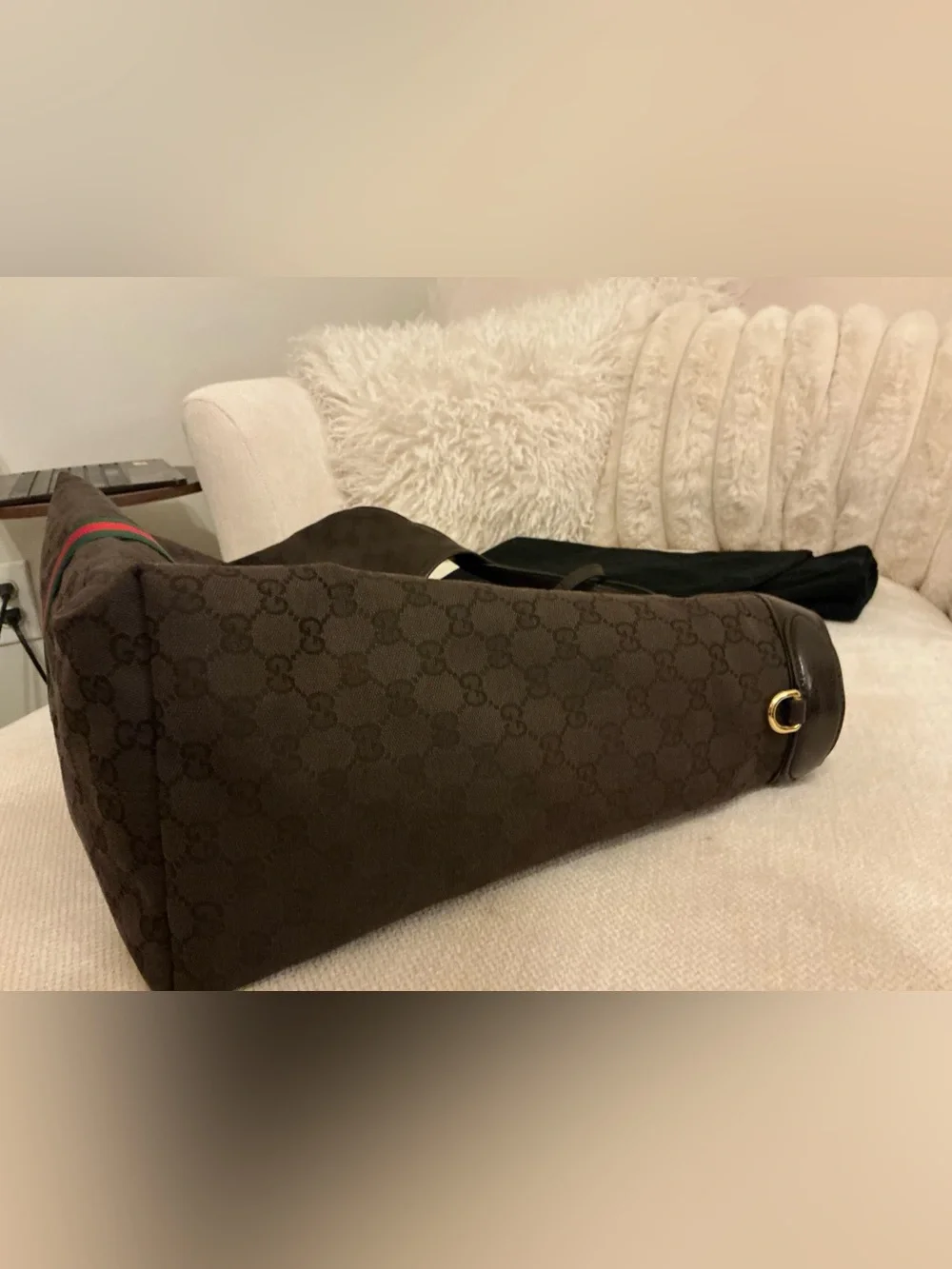 Authentic Gucci Giglio Large Tote Bag in Chocolate